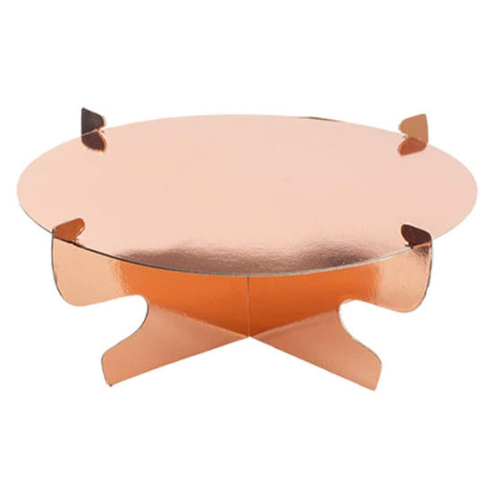 Rose Gold shimmering foil cake stand for the birthday cake and dessert snacks.