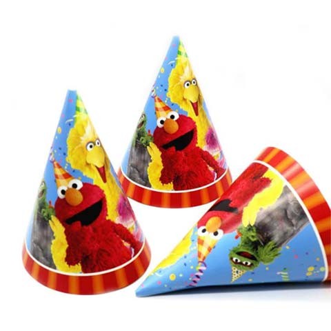 Sesame Street cone hats for everyone to be dressed up for party mood.