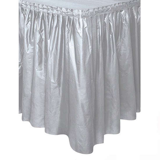 Silver Plastic Table Skirting Disposable Table Skirting Singapore