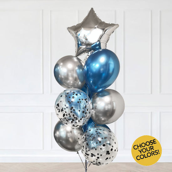 Mix and Match your favourite colours in chrome balloons and confetti balloons for your party decor.