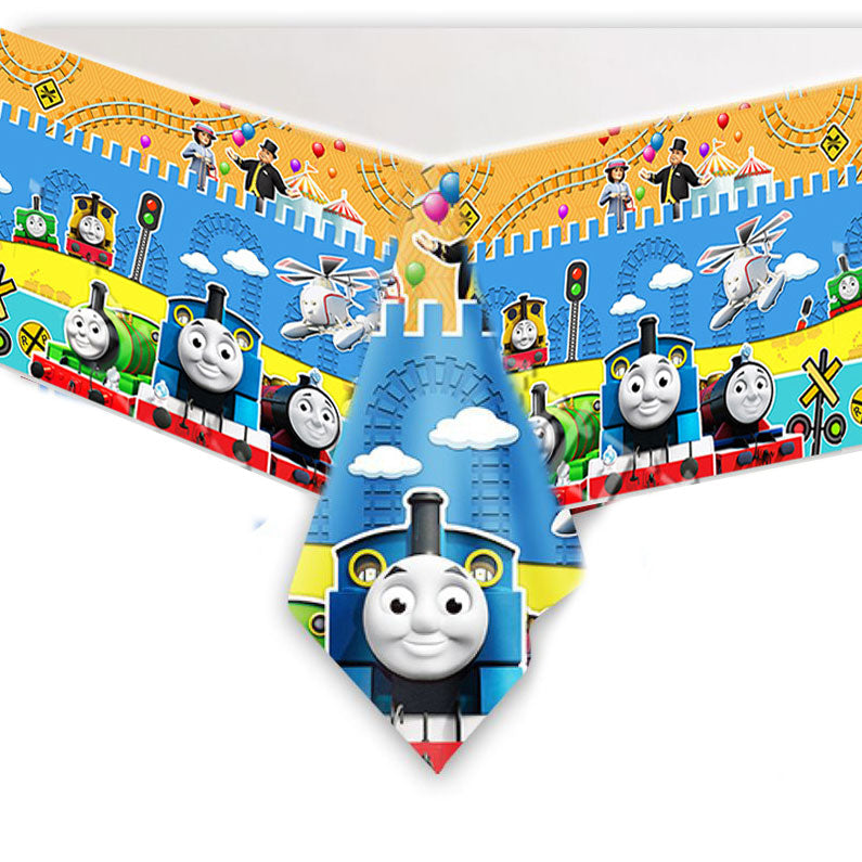Bright and colourful  Thomas the Tank table cover for the birthday party decoration.