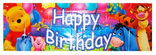 Giant wall banner with Happy Birthday words for the Winnie the Pooh themed party!