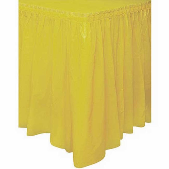 yellow table skirting for birthday cake table decoration