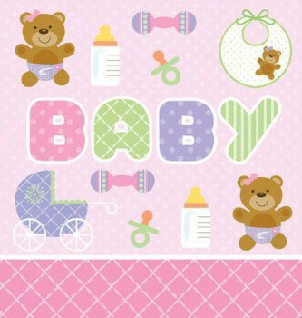 Party Stuff Delightful mix of pastel colours, sweet baby teddy bear.