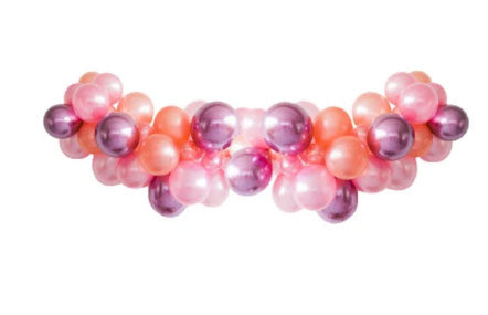 Balloon garlands to highlight your party backdrop. Add a banner or bunting to complete the decoration. 