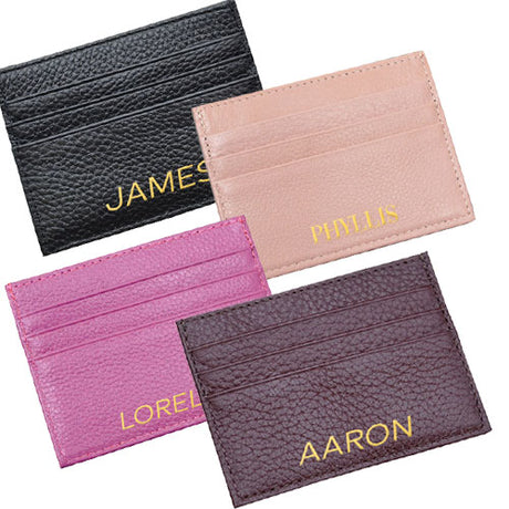 Personalised EZlink Card holder as a gift with a name printed on the leather.