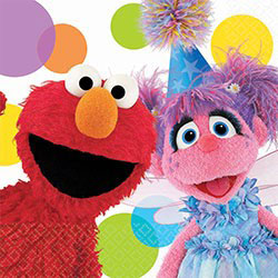 Sesame Street Party Supplies featuring Elmo, Cookie Monster, Big Bird, Zoe and Abby altogether!