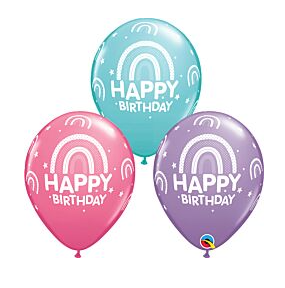 11" Rainbow Happy Birthday Latex Balloons (5PC)