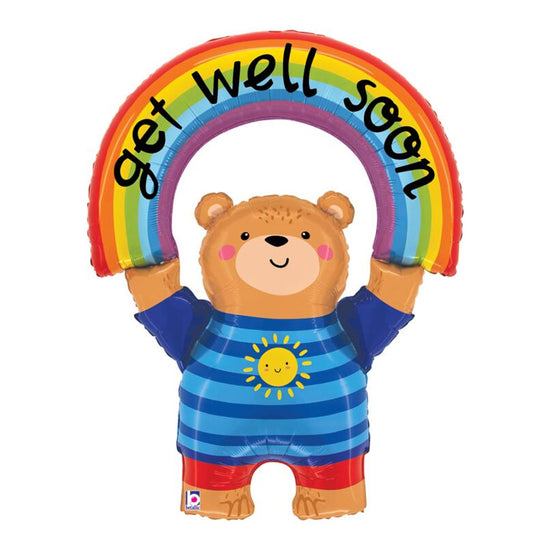 39" Get Well Rainbow Bear Balloon