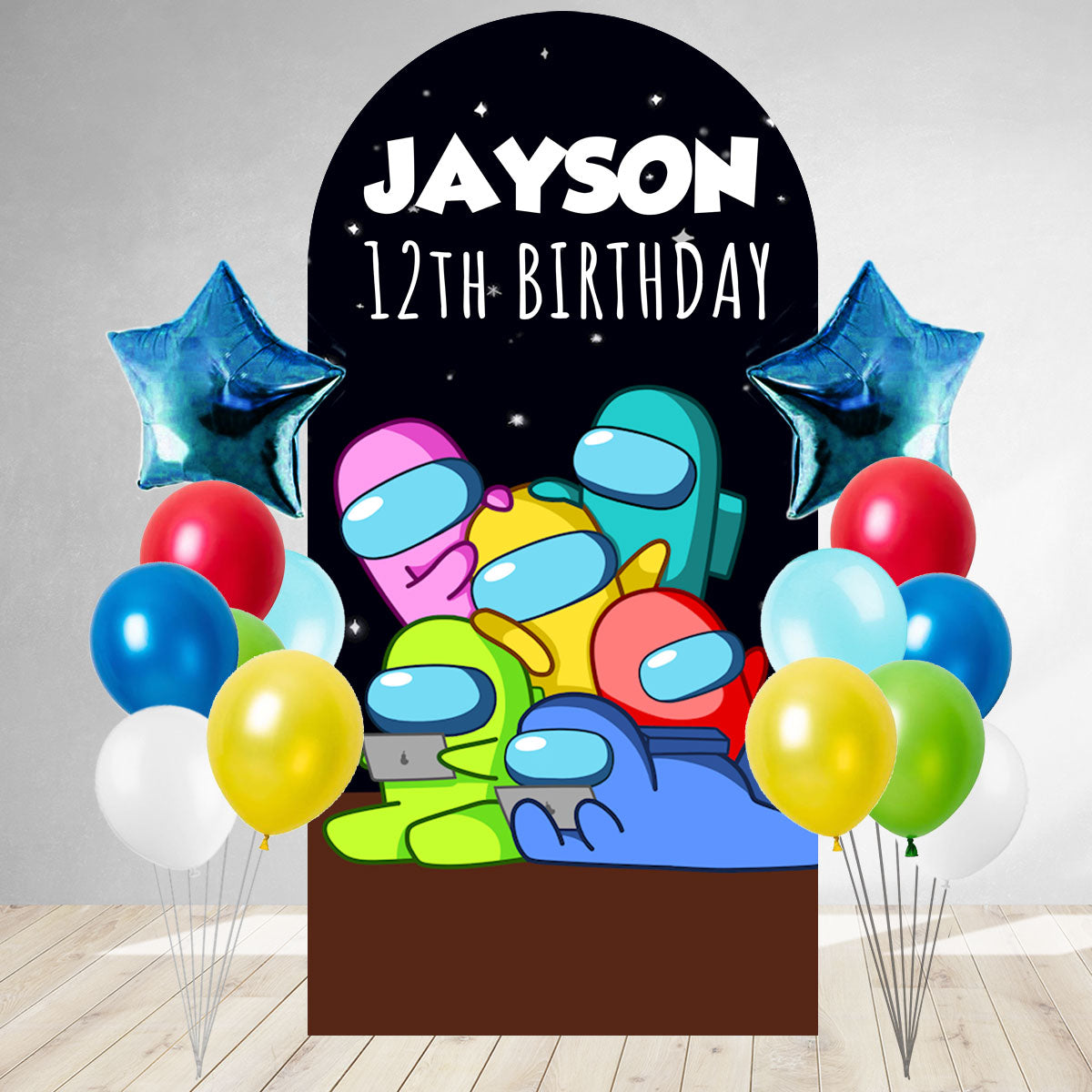 Among Us DIY Birthday Backdrop & Balloon Set