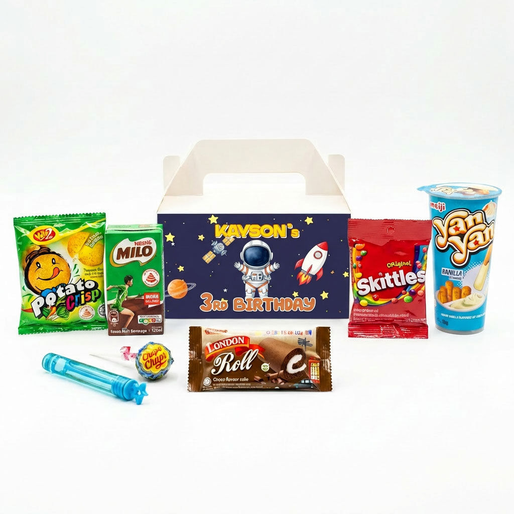 Custom Astronaut Treat Box with Snack Favours