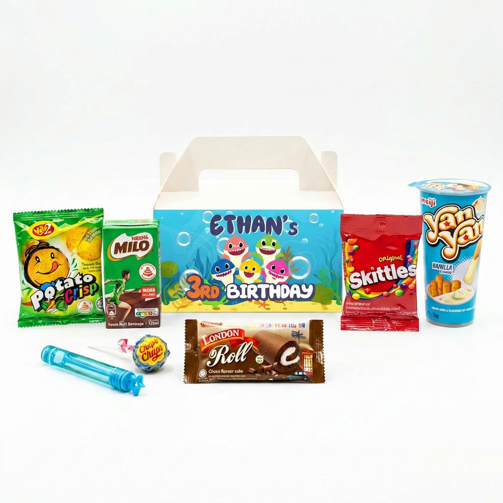 Custom Baby Shark Treat Box with Snack Favours