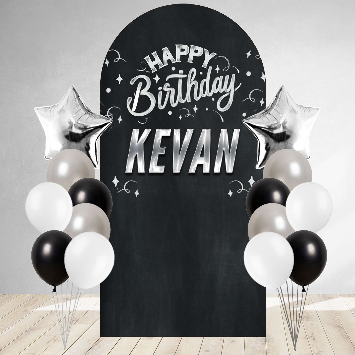 Black Chalkboard DIY Birthday Backdrop & Balloon Set