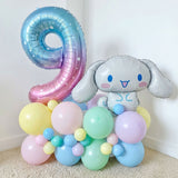 Cinnamoroll Number Balloon Cluster Stand in Macaron Colours