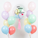 Customised Bubble Balloon with 2 Macaron Colored Latex Bouquets