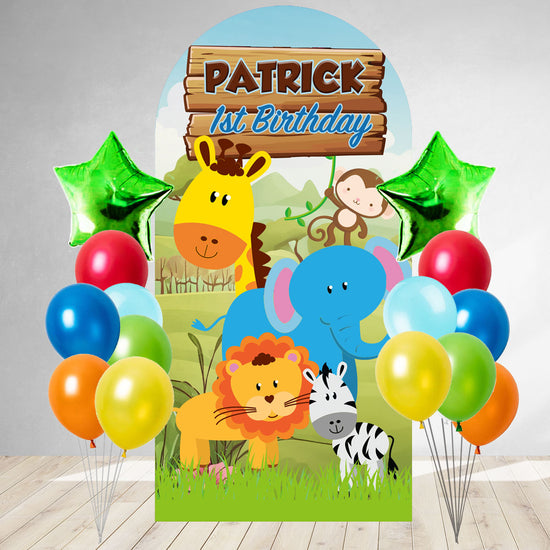 Cute Jungle Animals DIY Birthday Backdrop & Balloon Set