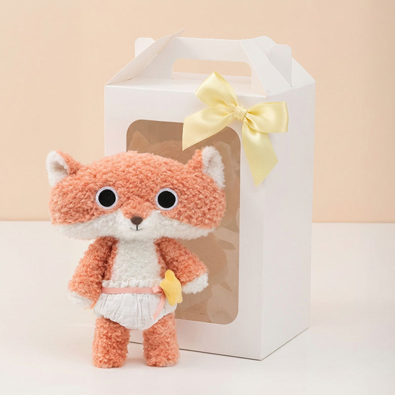 Orange Fox Baby in Diaper Plush Soft Toy