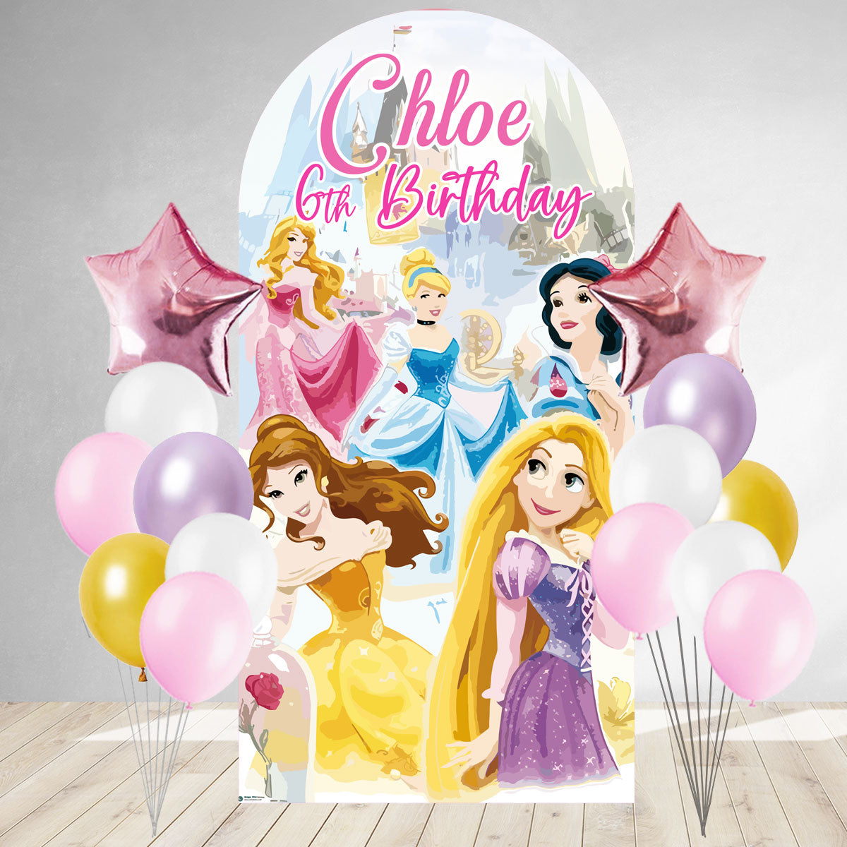 Disney Princess Birthday Backdrop & Balloons