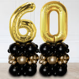Dual Gold Number Balloon Column in Chrome Gold & Black