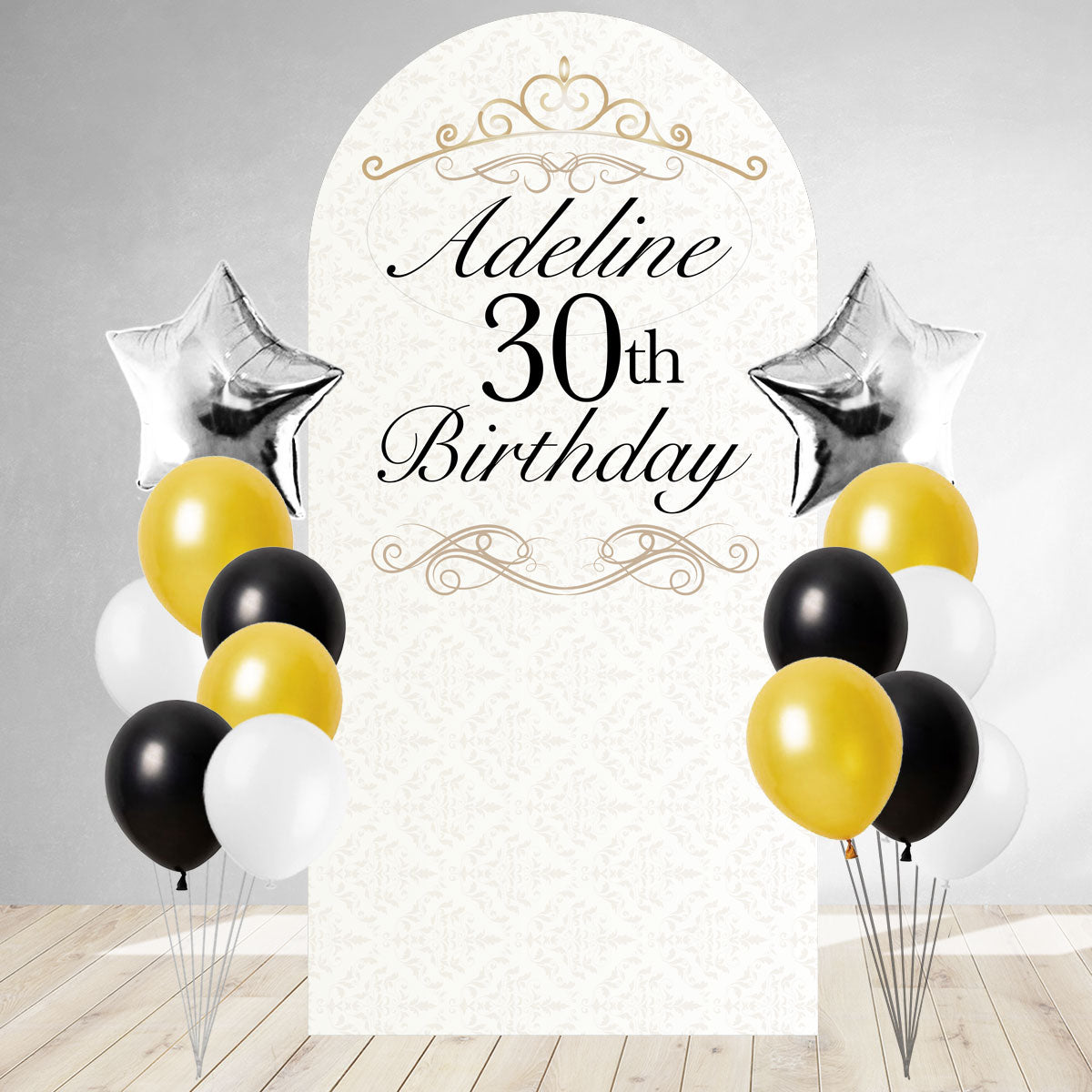 Elegant Ivory DIY Birthday Backdrop & Balloon Set