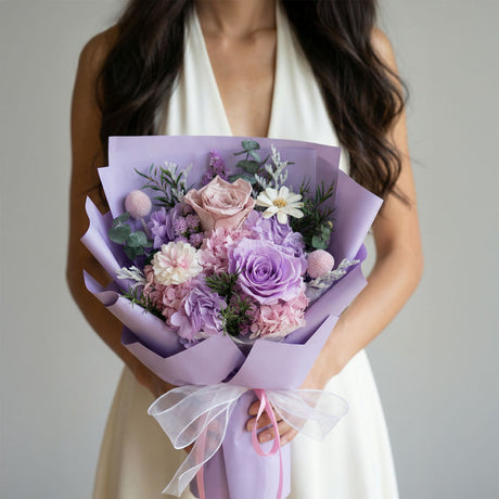 Eternal Lilac Whisper Rose Preserved Flower Bouquet