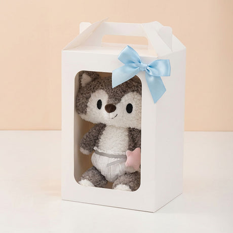 Grey Wolf Baby in Diaper Plush Soft Toy