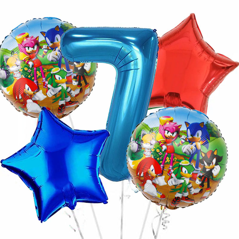 Sonic the Hedgehog themed jumbo balloon with the number to display the age.