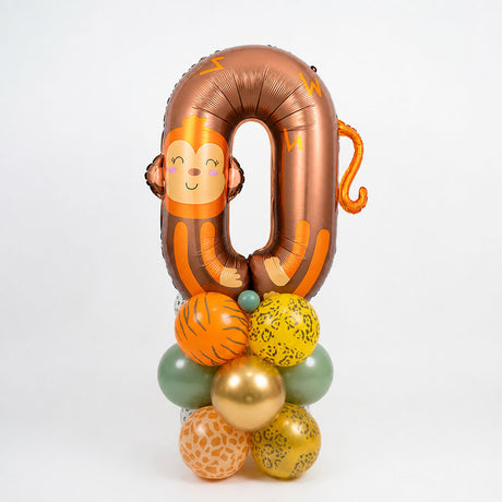 Cute Jungle Animal Number Balloon Column