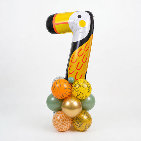 Cute Jungle Animal Number Balloon Column