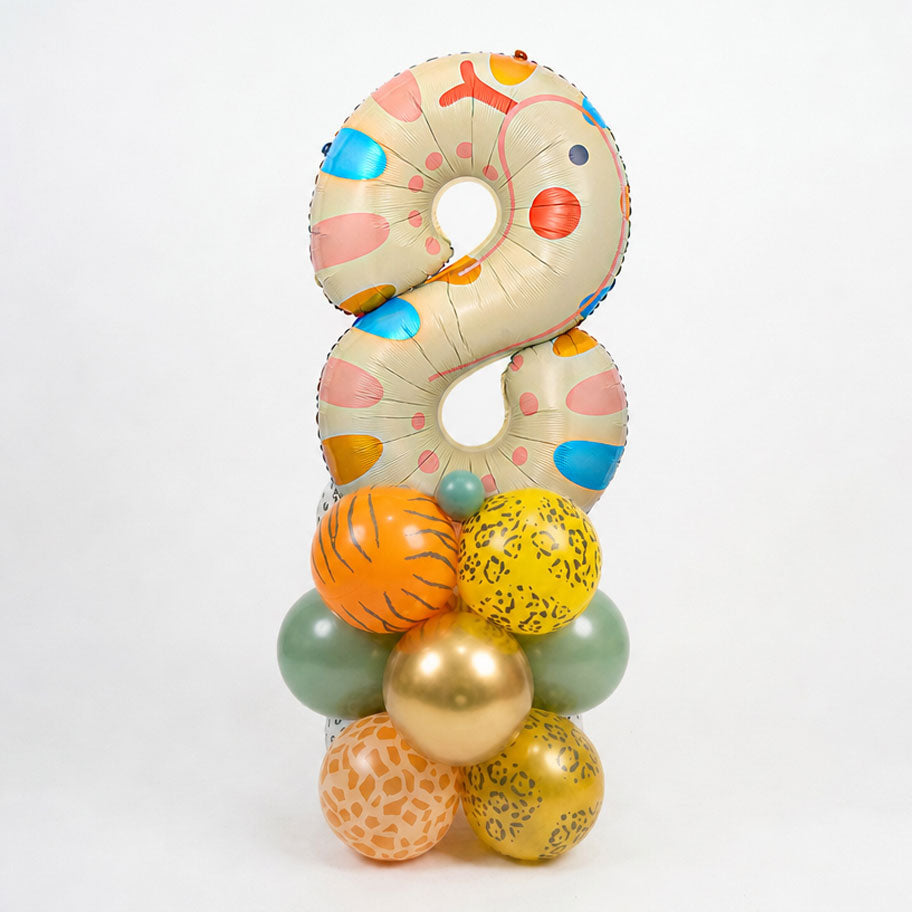 Cute Jungle Animal Number Balloon Column