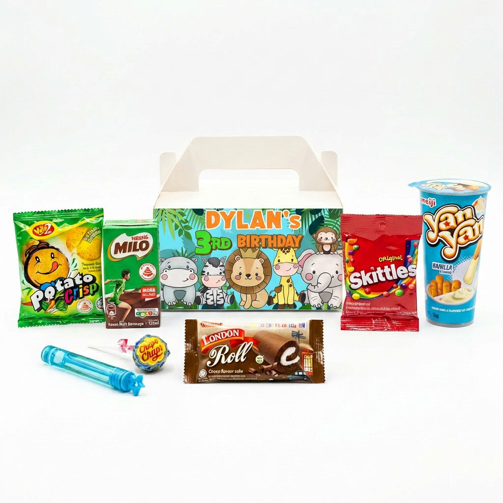 Custom Jungle Treat Box with Snack Favours