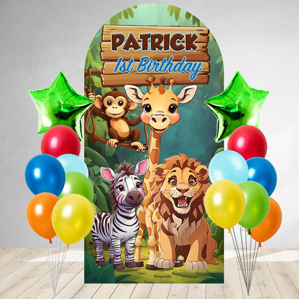 Jungle Story DIY Birthday Backdrop & Balloon Set