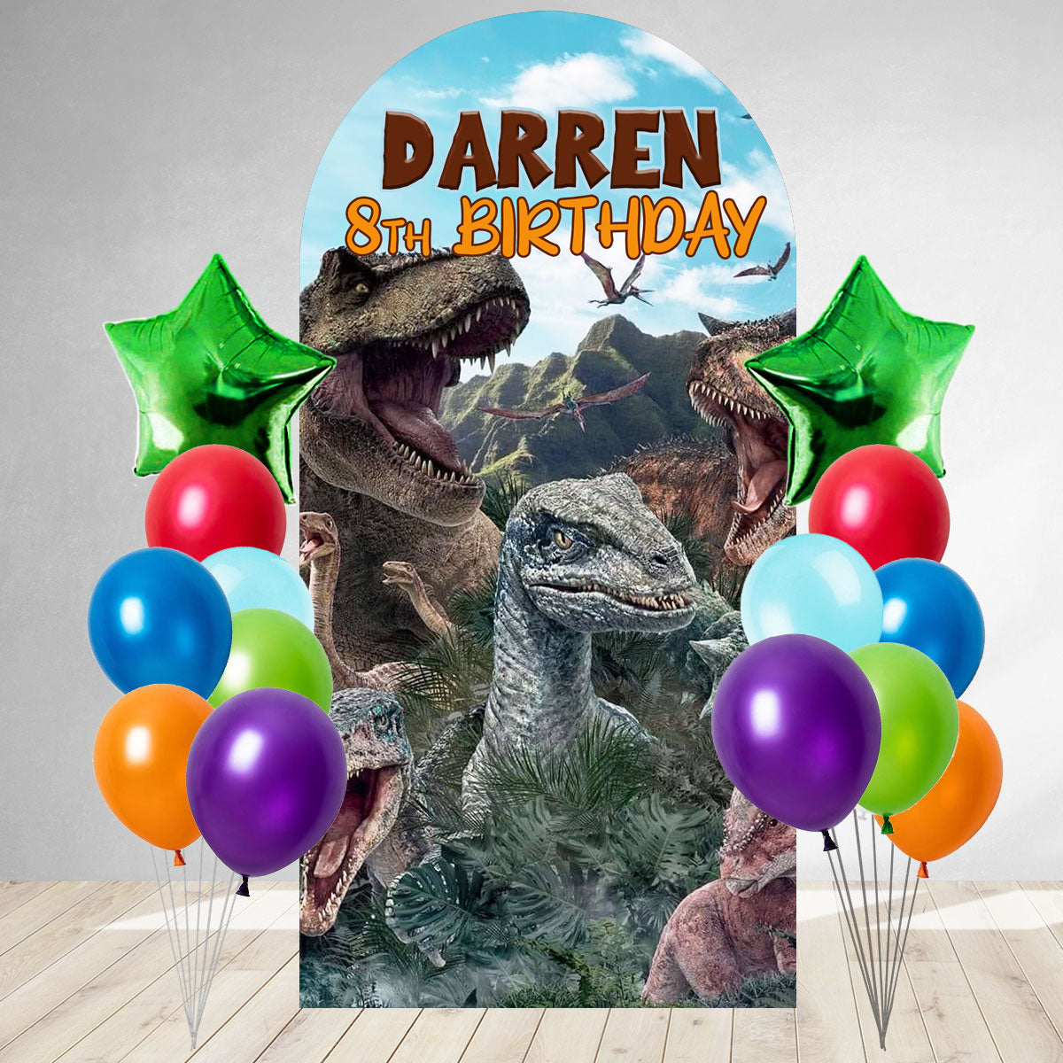 Dinosaur World DIY Birthday Backdrop & Balloon Set