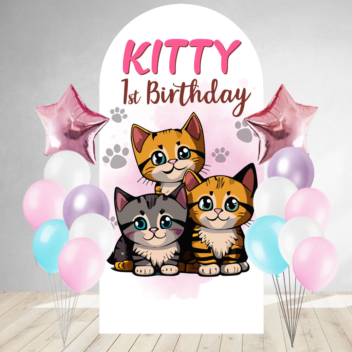 Kittens DIY Birthday Backdrop & Balloon Set