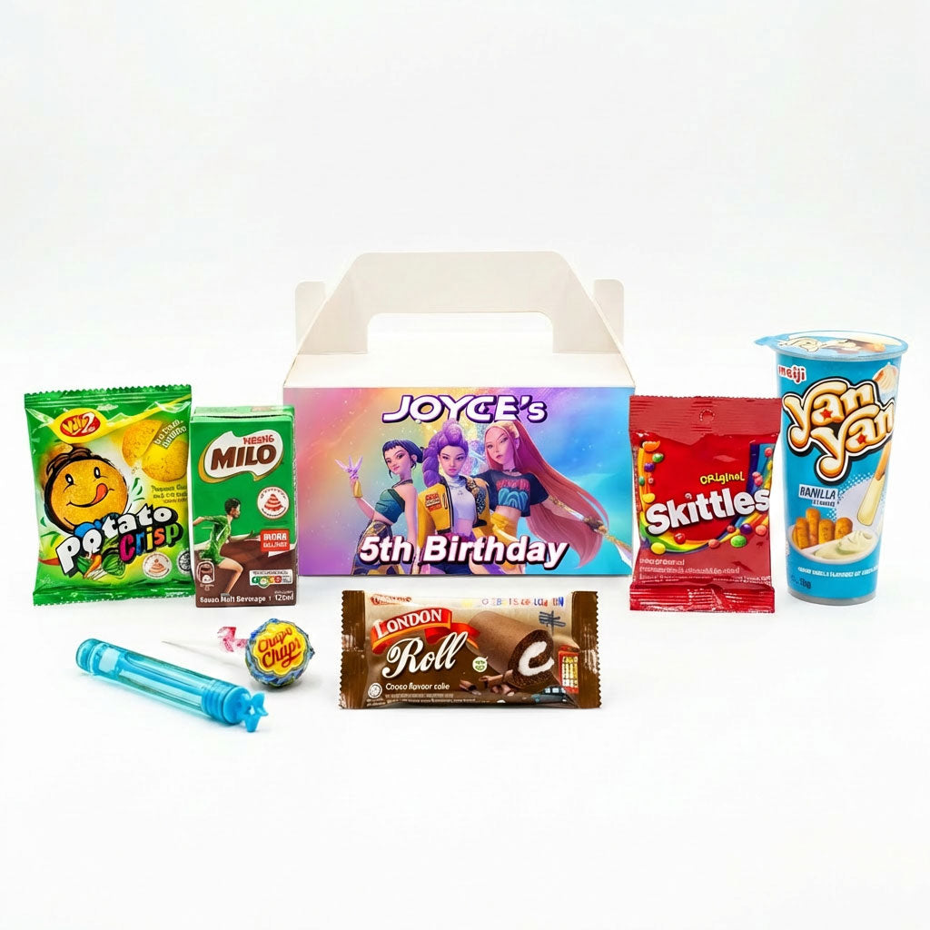 Custom K-Pop Demon Hunter Treat Box with Snack Favours