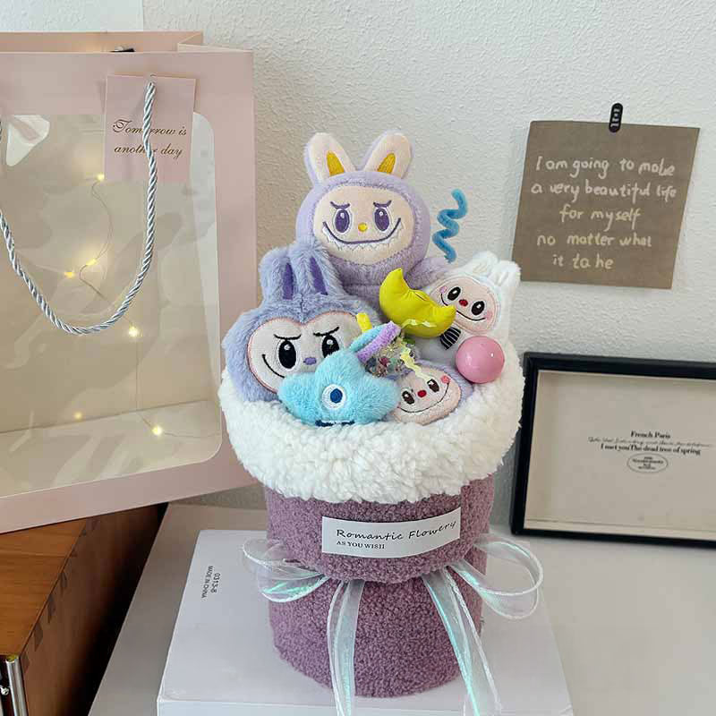 Lilac Labubu Plush Toy Bouquet