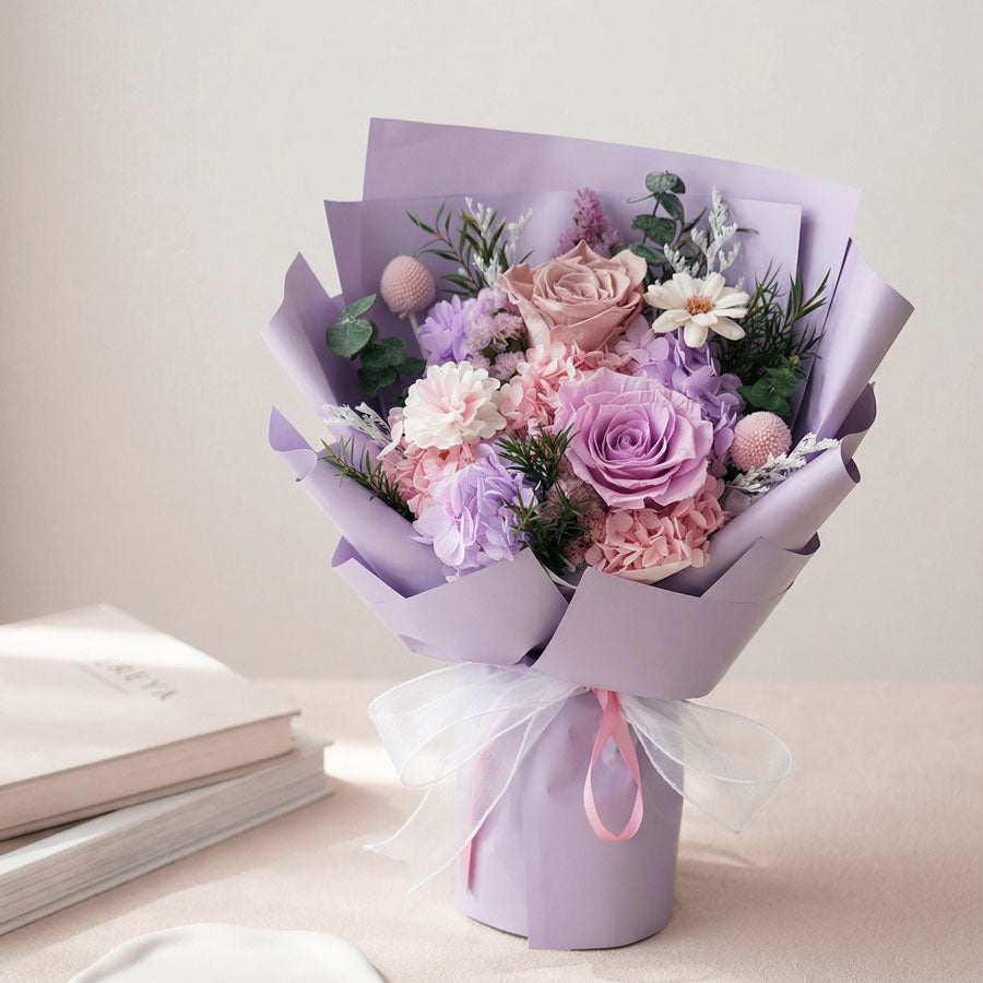 Eternal Lilac Whisper Rose Preserved Flower Bouquet
