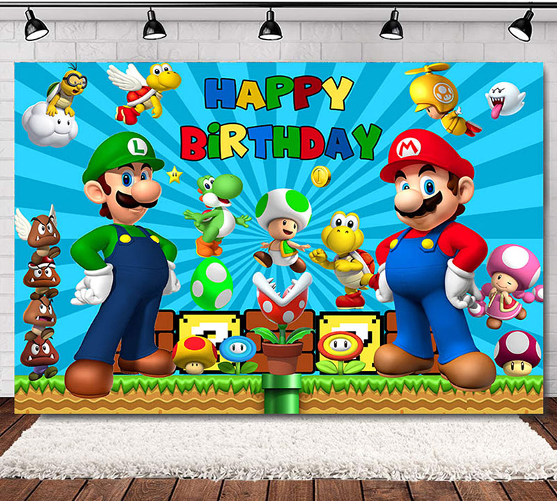 Super Mario Happy Birthday Backdrop Banner | Party Supplies Singapore ...