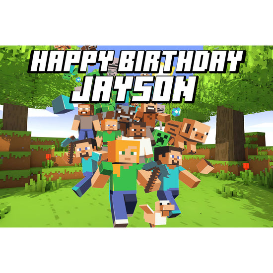 Minecraft Customised Birthday Backdrop