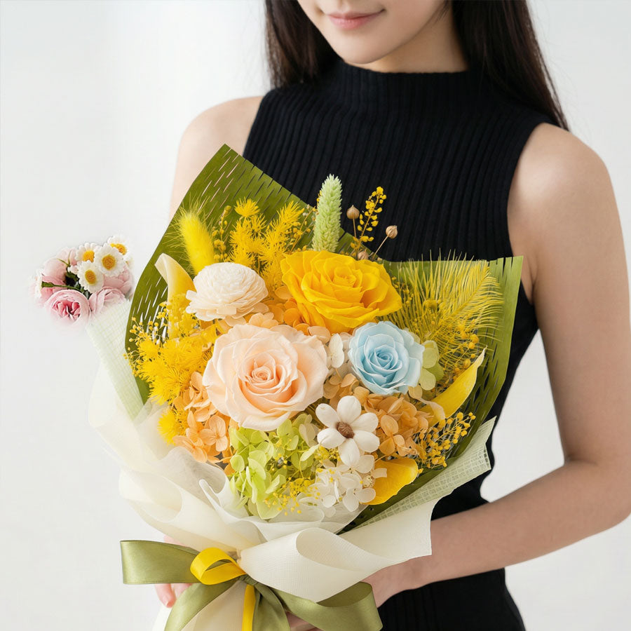 Eternal Pastel Trio Rose Preserved Flower Bouquet