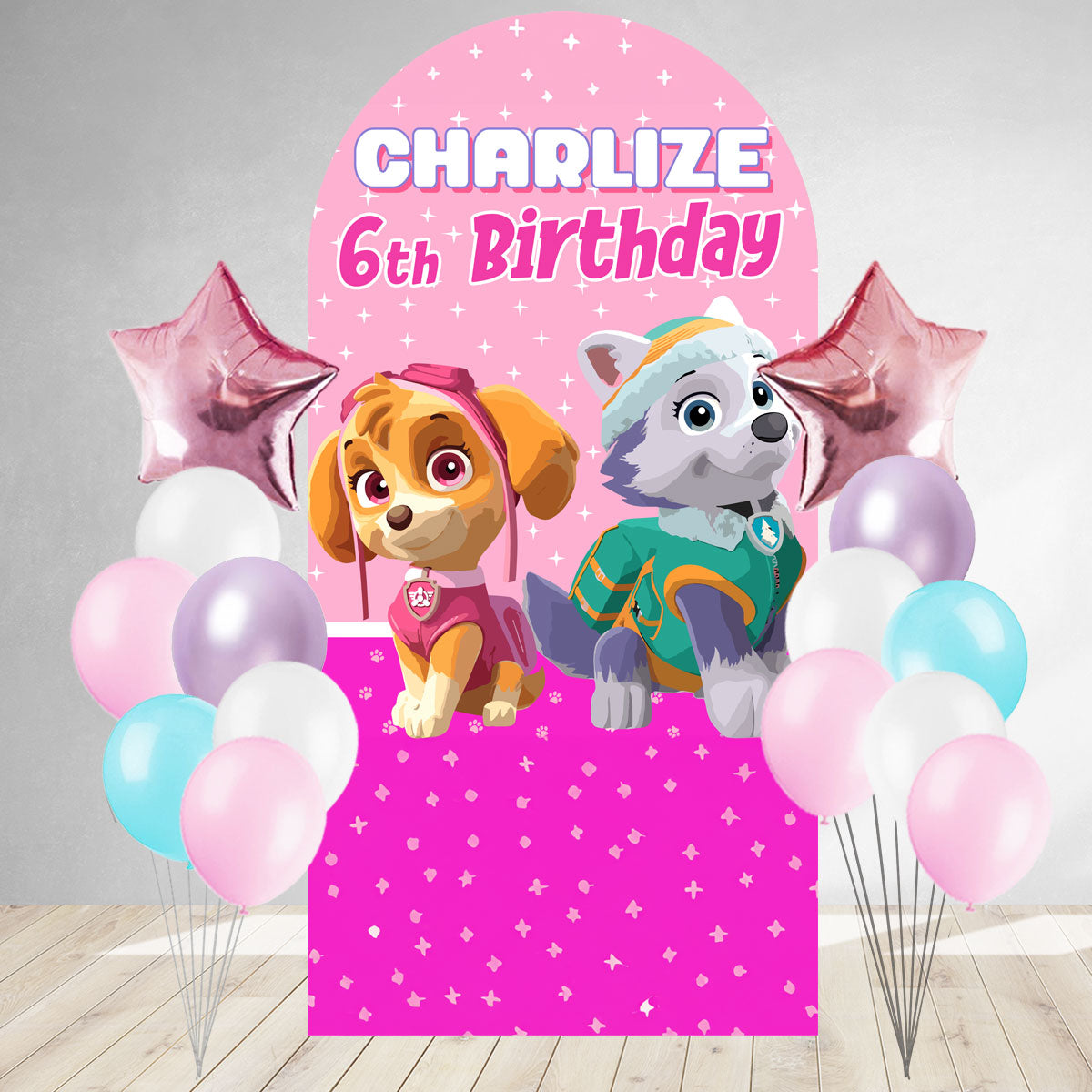 Paw Patrol Pink DIY Birthday Backdrop & Balloon Set