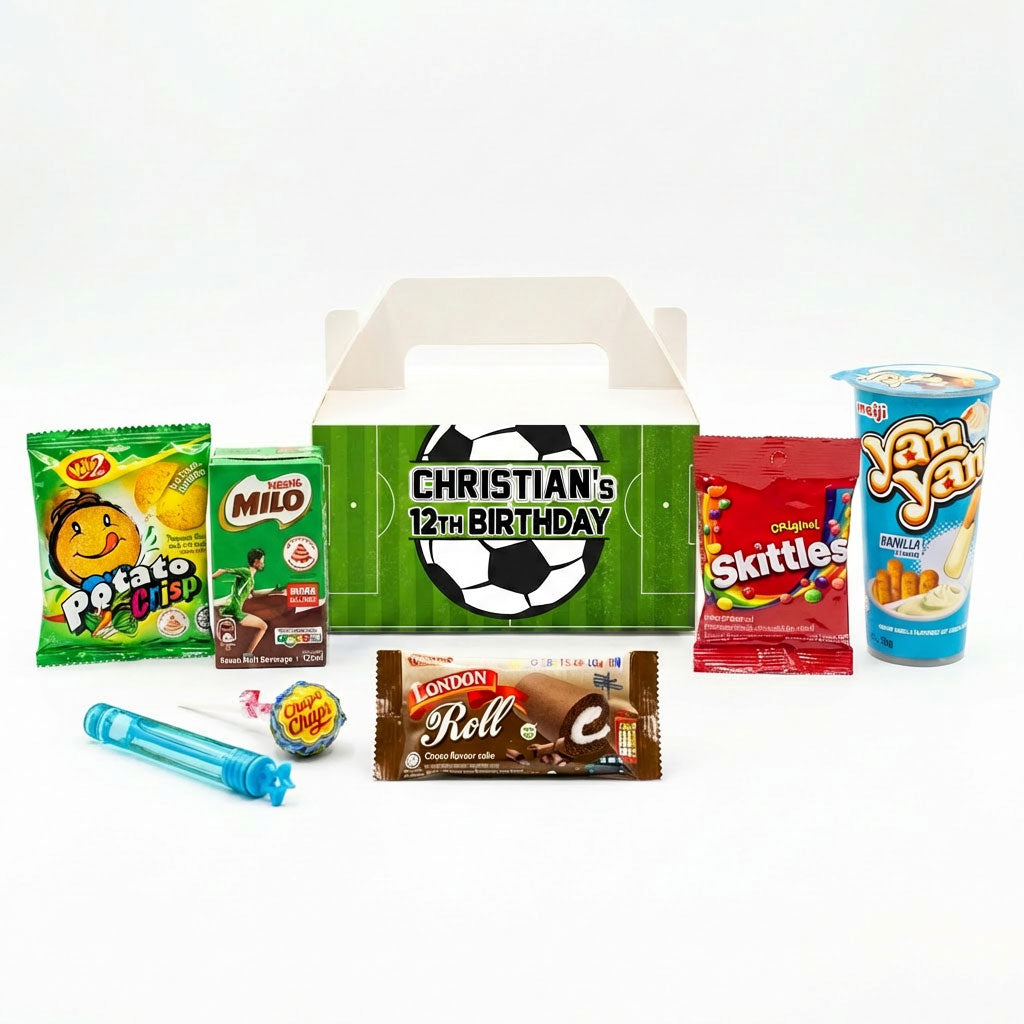 Custom Soccer Treat Box with Snack Favours