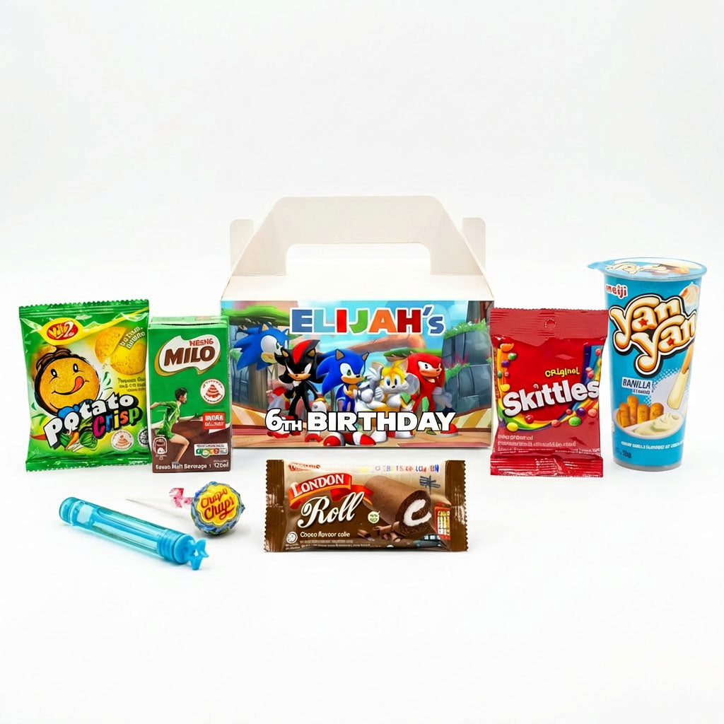 Custom Sonic Treat Box with Snack Favours