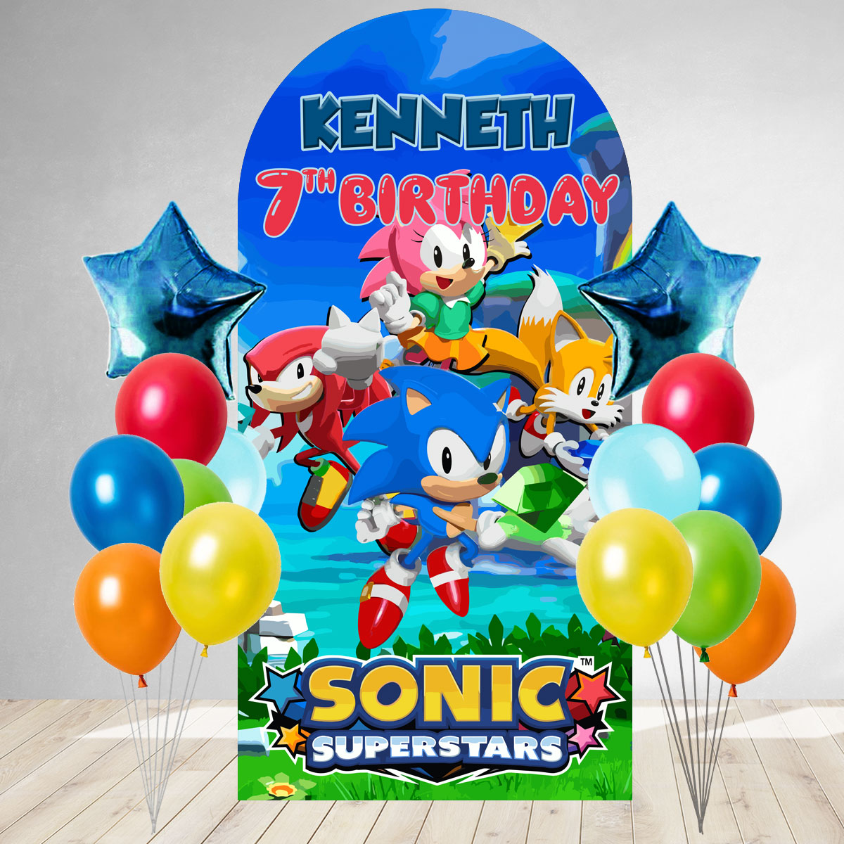 Sonic Super Stars DIY Birthday Backdrop & Balloon Set