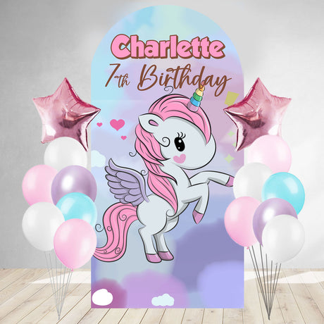 Sweet Unicorn backdrop and balloons