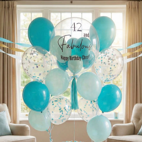 Customised Bubble Balloon with 2 Confetti Coloured Latex Bouquets