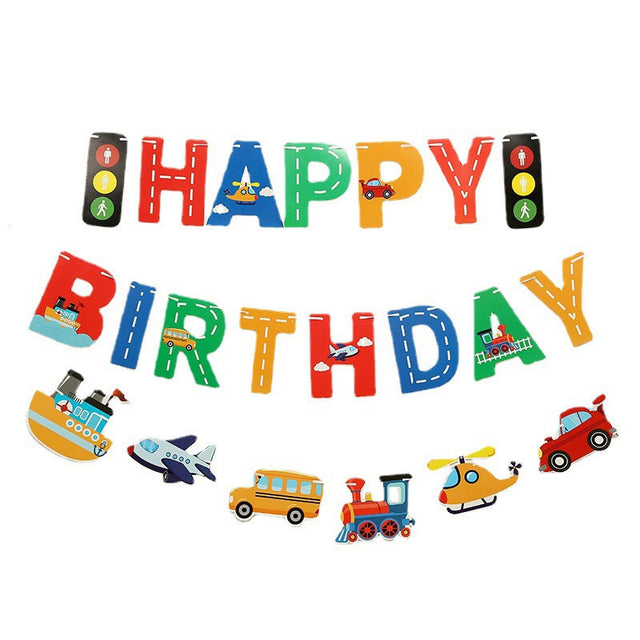 Transportation Vehicles Birthday Banner & Cutout to decorate your party venue.