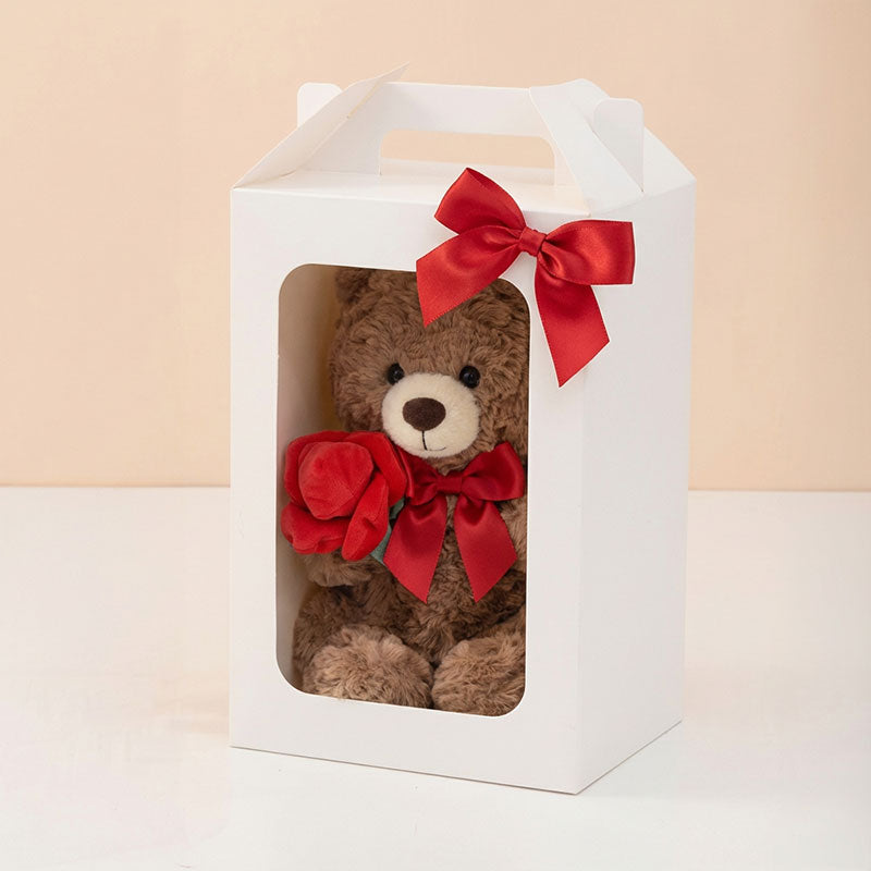 Valentine's Day Bear with Red Rose Soft Toy