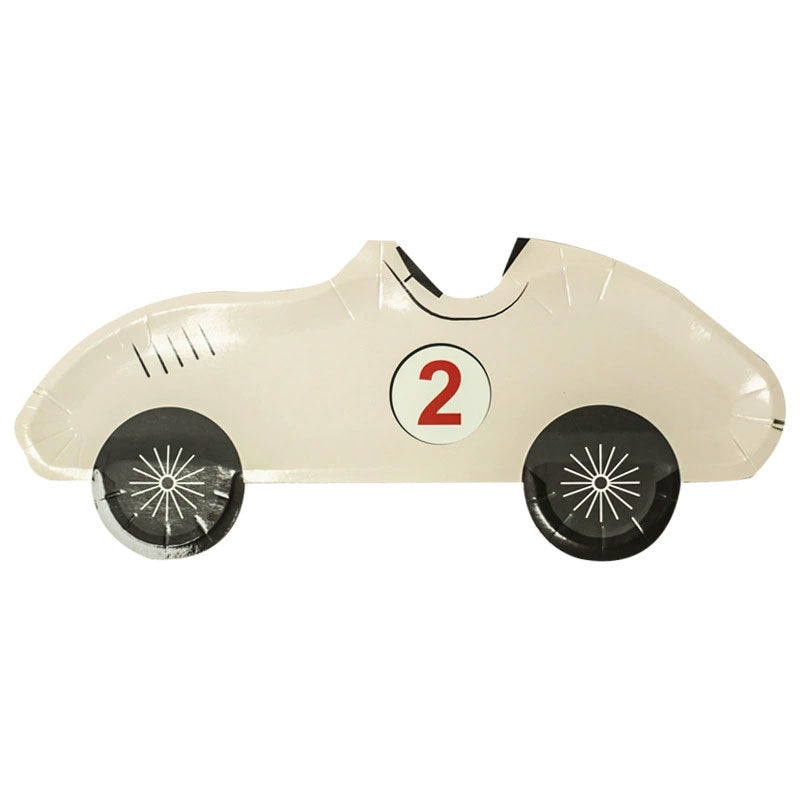 Racing Car Shaped Cream Party Plates