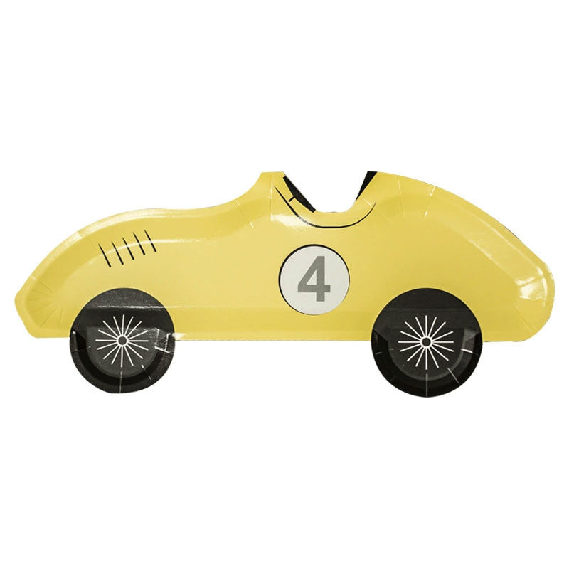 Racing Car Shaped Yellow Party Plates